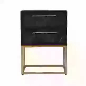 Black Reclaimed Wood Side Table with Gold Frame